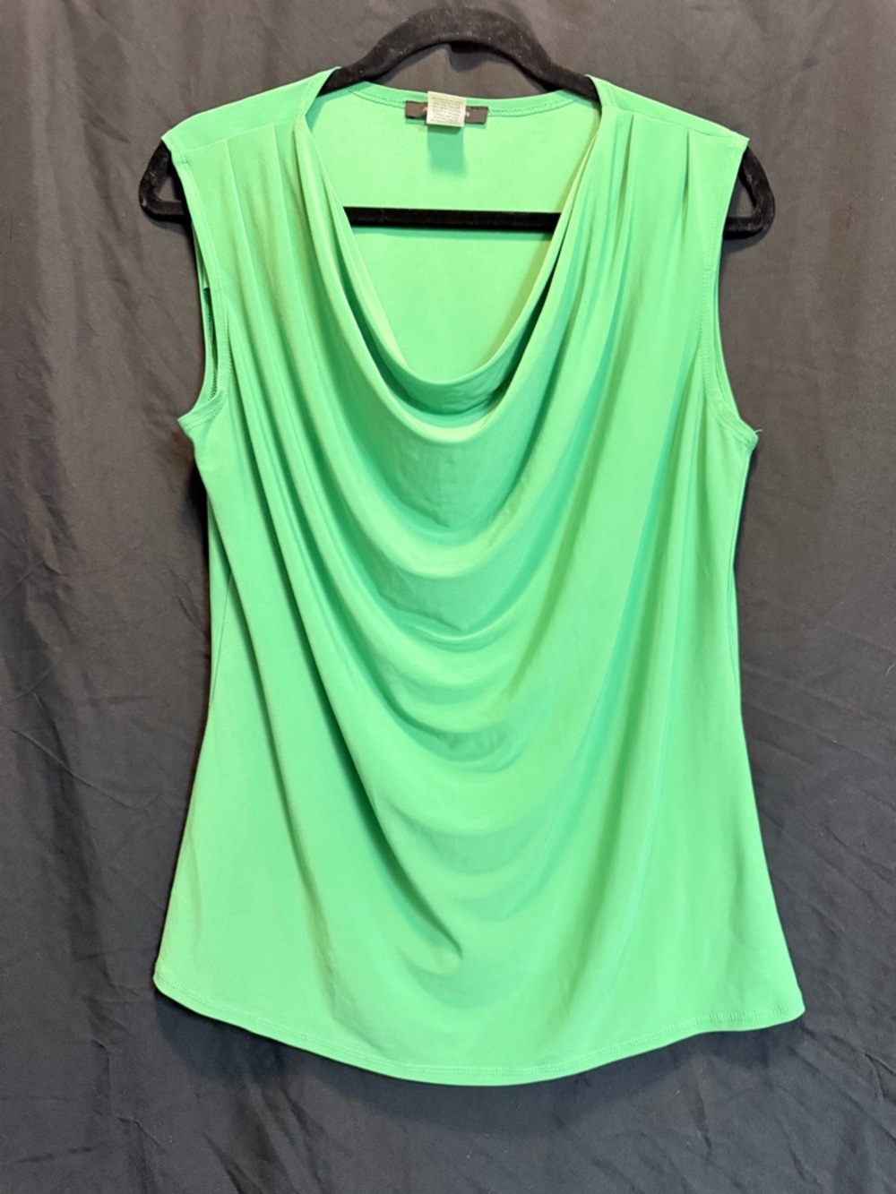 Jennie & Marlis Draped Cowl Neck Sleeveless Top in Lime Green